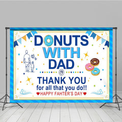 Lofaris Blue Stripe Donuts With Dad Happy Fathers Day Backdrop
