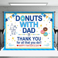Lofaris Blue Stripe Donuts With Dad Happy Fathers Day Backdrop