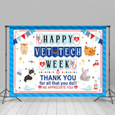 Lofaris Blue Stripe Happy Vet Tech Week Thank You Backdrop