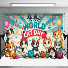 Lofaris Blue Sun Rays Claws Print World Cat Day Backdrop
