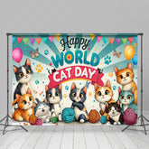Lofaris Blue Sun Rays Claws Print World Cat Day Backdrop