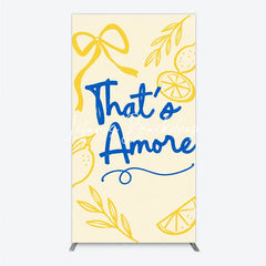 Lofaris Blue That’s Amore and Yellow Lemon Ribbon Rectangle Arch Backdrop Whimsical Italian Theme Party Decor