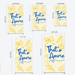 Lofaris Blue That’s Amore and Yellow Lemon Ribbon Rectangle Arch Backdrop Whimsical Italian Theme Party Decor
