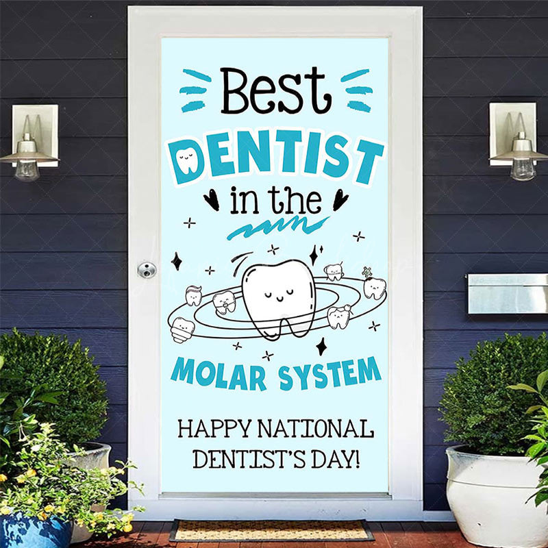 Lofaris Blue Tooth Happy National Dentists Day Door Cover