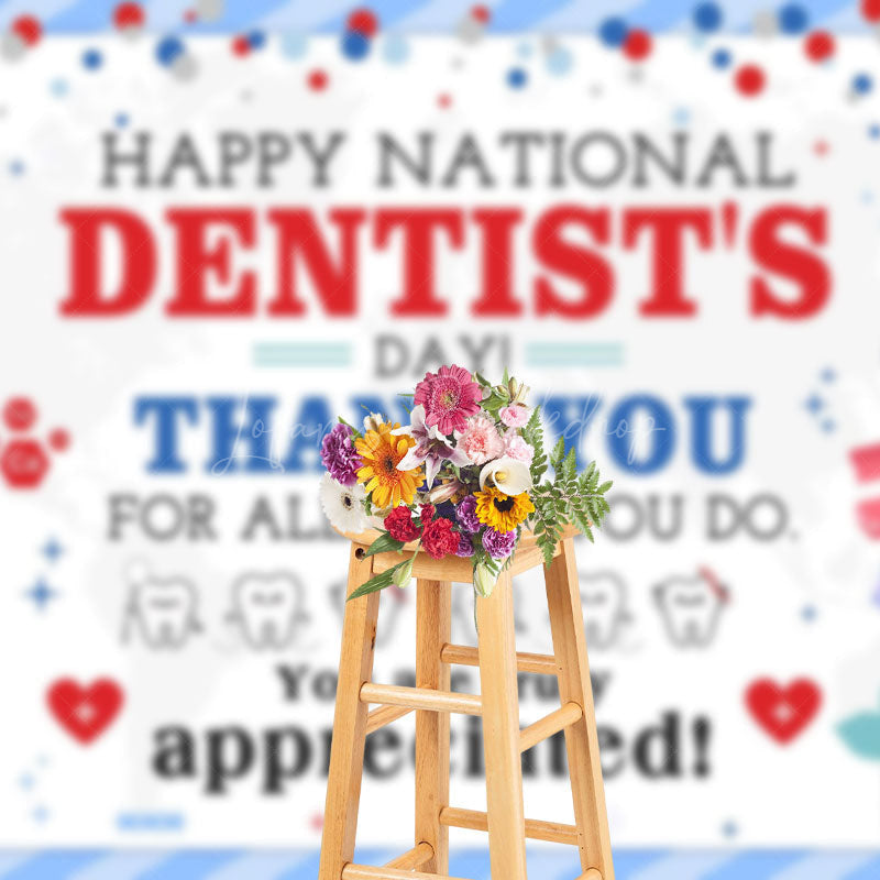 Lofaris Blue Tooth Tools Happy National Dentists Day Backdrop
