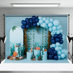 Lofaris Blue Under The Sea Arch Balloons Cake Smash Backdrop