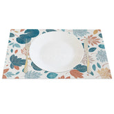 Lofaris Blue Vibe Elegant Leaves Fine Art Set of 4 Placemats