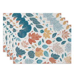 Lofaris Blue Vibe Elegant Leaves Fine Art Set of 4 Placemats