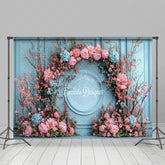 Lofaris Blue Vintage Wall Arch Floral Wedding Photo Backdrop