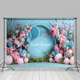 Lofaris Blue Wall Balloons Floral Wedding Photo Backdrop