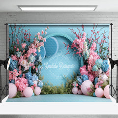 Lofaris Blue Wall Balloons Floral Wedding Photo Backdrop