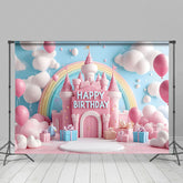 Lofaris Blue Wall Cloud Castle Rainbow Cake Smash Backdrop