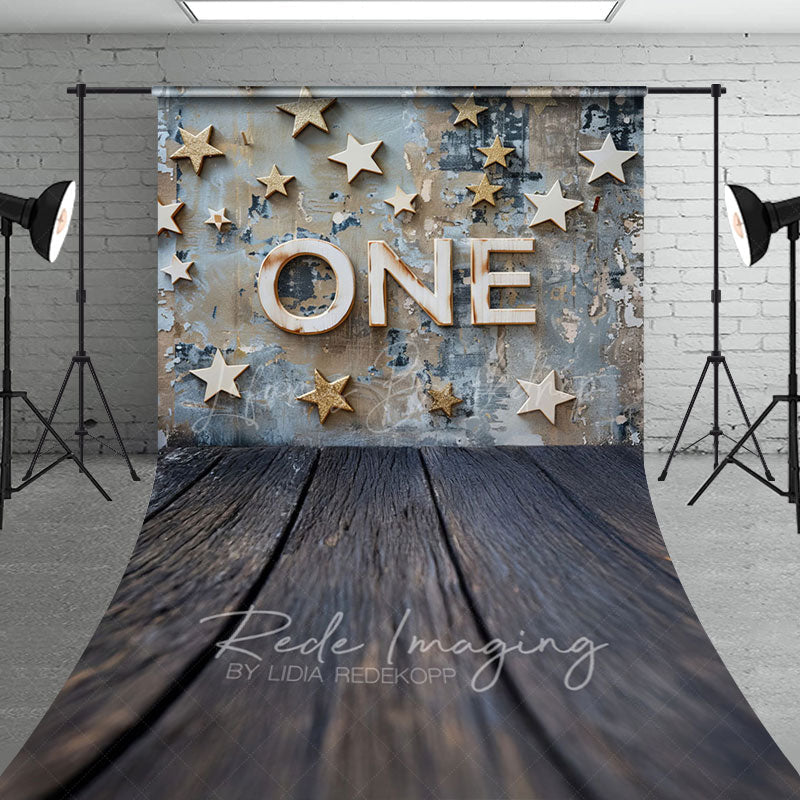 Lofaris Blue Wall First Birthday Cake Smash Sweep Backdrop