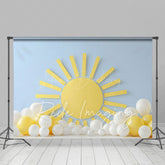 Lofaris Blue Wall Sun Balloons Cake Smash Photo Backdrop