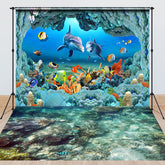 Lofaris Blue Whale Clownfish Coral Reef Combo Set Backdrop