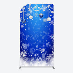 Lofaris Blue White Bokeh Snowy Bells Christmas Arch Backdrop