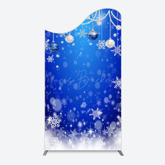 Lofaris Blue White Bokeh Snowy Bells Christmas Arch Backdrop