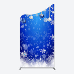 Lofaris Blue White Bokeh Snowy Bells Christmas Arch Backdrop
