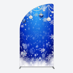 Lofaris Blue White Bokeh Snowy Bells Christmas Arch Backdrop