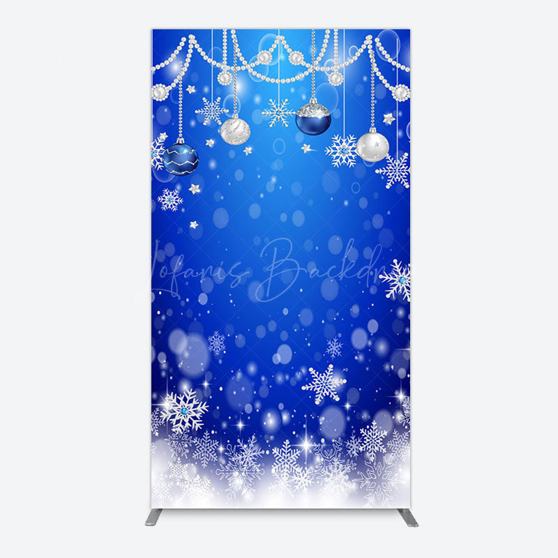 Lofaris Blue White Bokeh Snowy Bells Christmas Arch Backdrop