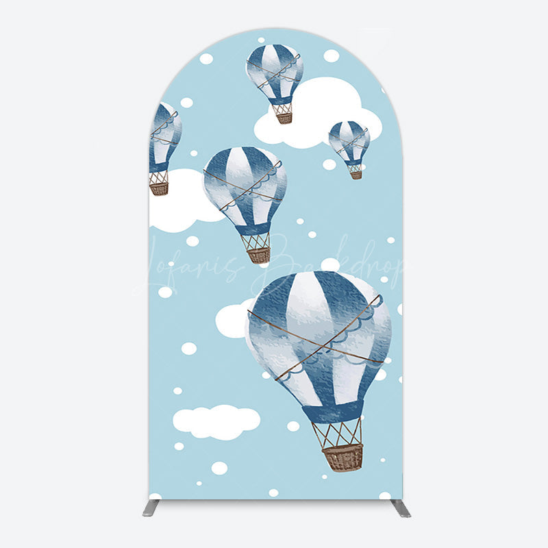 Lofaris Blue White Cloud Hot Air Balloon Party Arch Backdrop