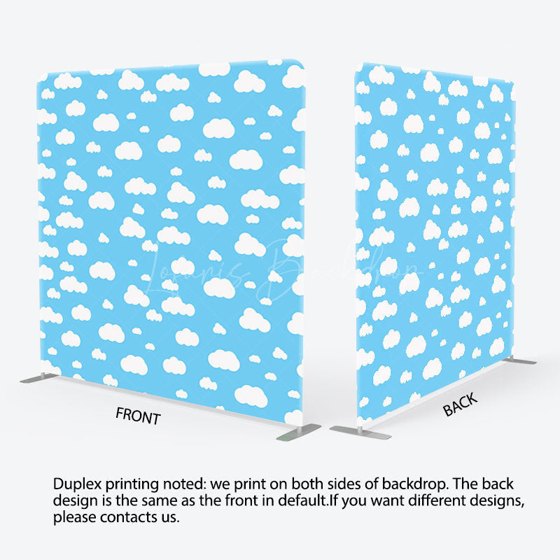 Lofaris Blue White Clouds Birthday Party Pillow Case Backdrop