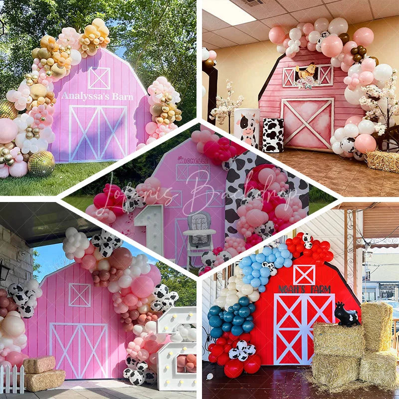 Lofaris Blue White Farm Barn Door Arch Party Decor Backdrop