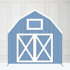 Lofaris Blue White Farm Barn Door Arch Party Decor Backdrop