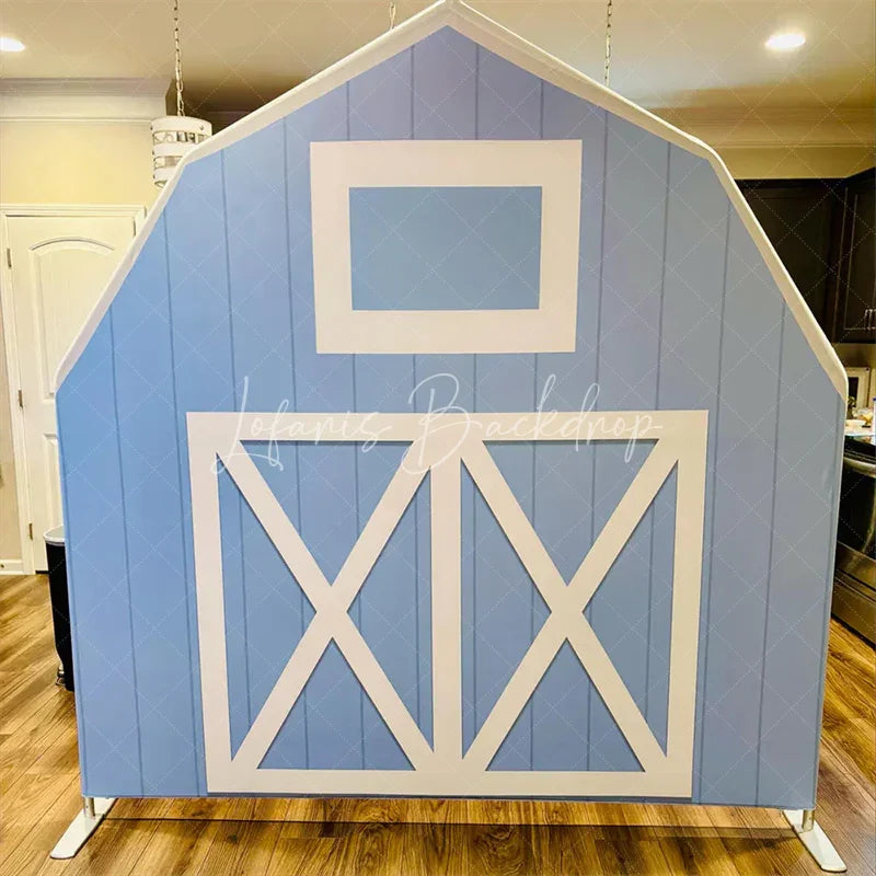 Lofaris Blue White Farm Barn Door Arch Party Decor Backdrop