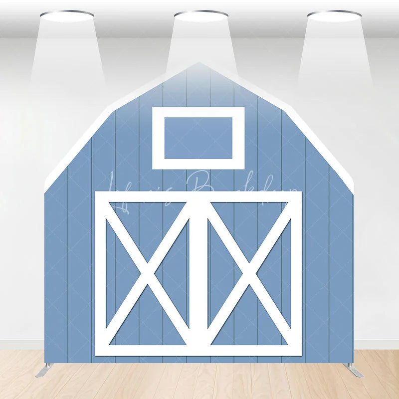 Lofaris Blue White Farm Barn Door Arch Party Decor Backdrop