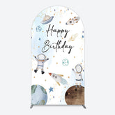 Lofaris Blue White Galaxy Astronaut Birthday Arch Backdrop