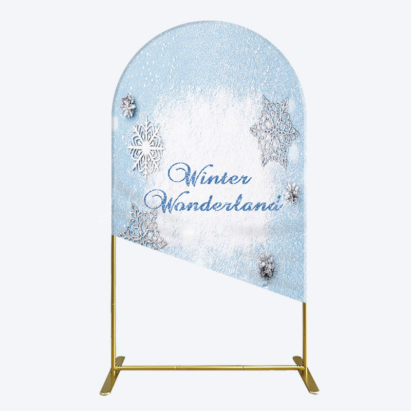 Lofaris Blue White Glitter Winter Wonderland Arch Backdrop
