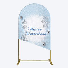 Lofaris Blue White Glitter Winter Wonderland Arch Backdrop