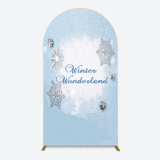 Lofaris Blue White Glitter Winter Wonderland Arch Backdrop