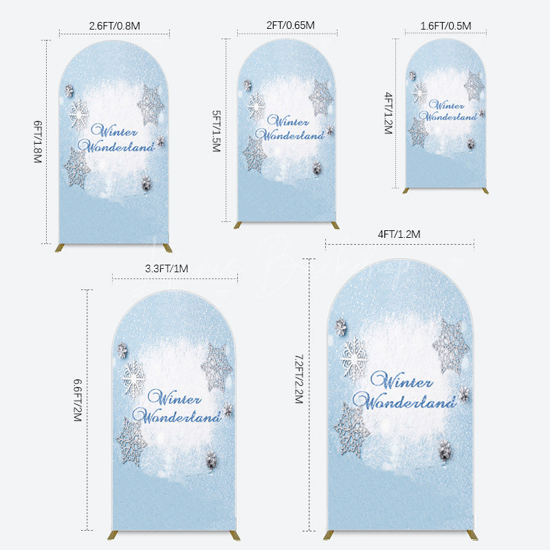Lofaris Blue White Glitter Winter Wonderland Arch Backdrop