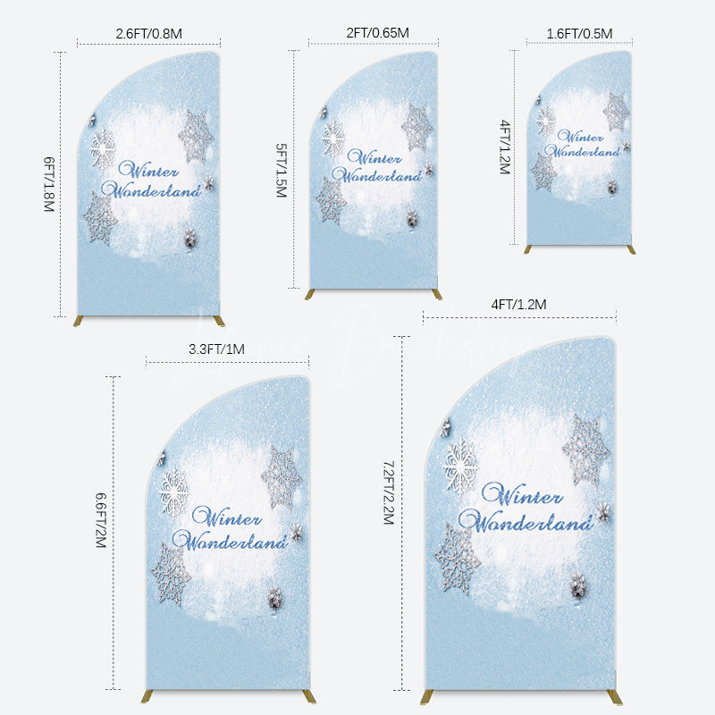 Lofaris Blue White Glitter Winter Wonderland Half Moon Arch Backdrop