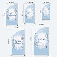 Lofaris Blue White Glitter Winter Wonderland Half Moon Arch Backdrop