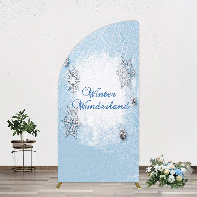 Lofaris Blue White Glitter Winter Wonderland Half Moon Arch Backdrop