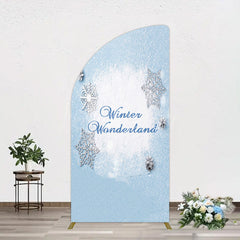 Lofaris Blue White Glitter Winter Wonderland Half Moon Arch Backdrop