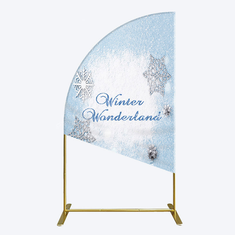 Lofaris Blue White Glitter Winter Wonderland Half Moon Arch Backdrop