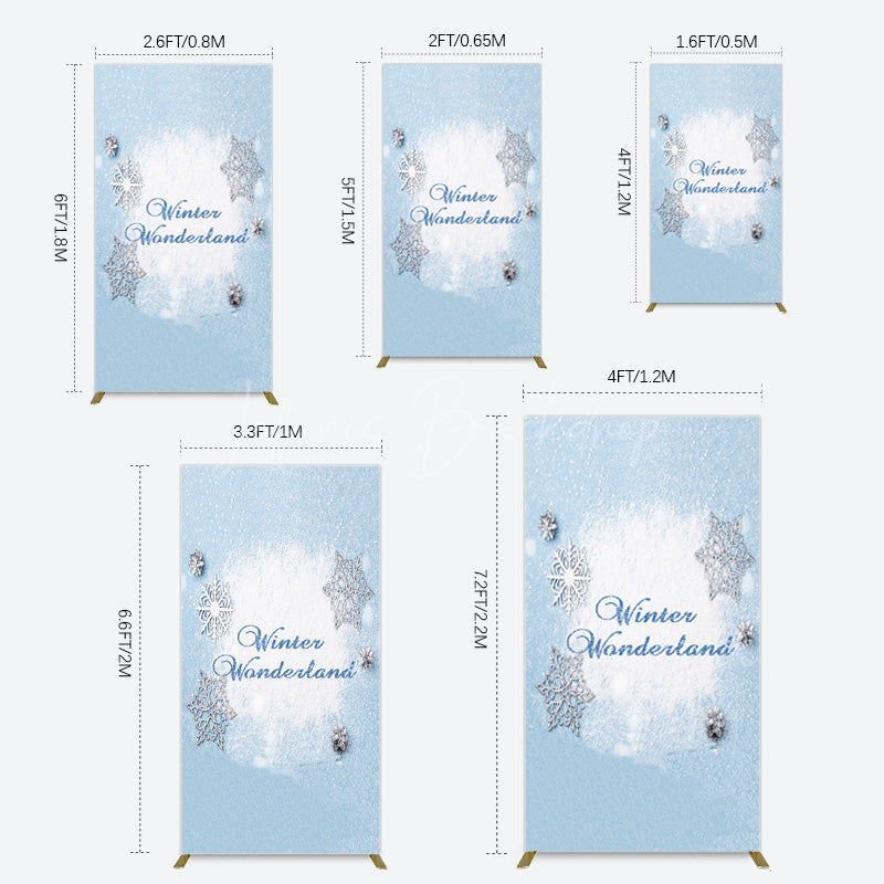 Lofaris Blue White Glitter Winter Wonderland Rectangle Backdrop