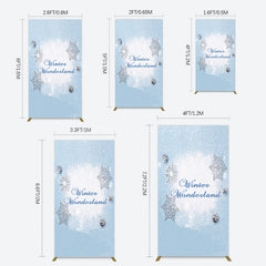 Lofaris Blue White Glitter Winter Wonderland Rectangle Backdrop