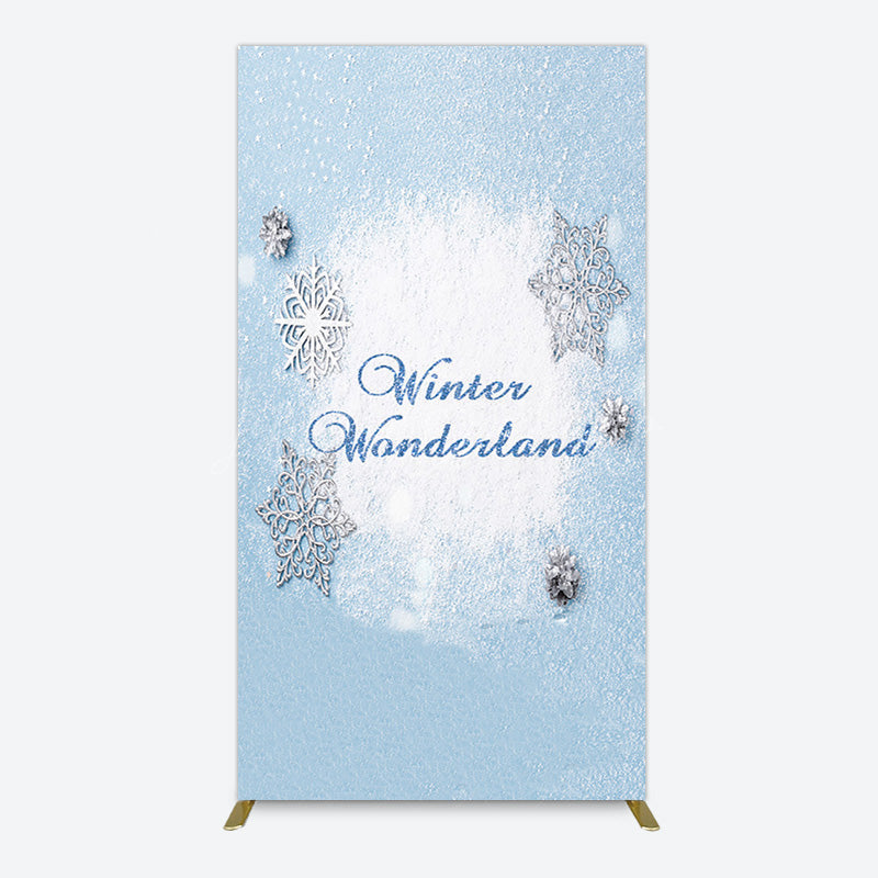 Lofaris Blue White Glitter Winter Wonderland Rectangle Backdrop