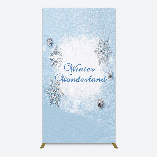 Lofaris Blue White Glitter Winter Wonderland Rectangle Backdrop