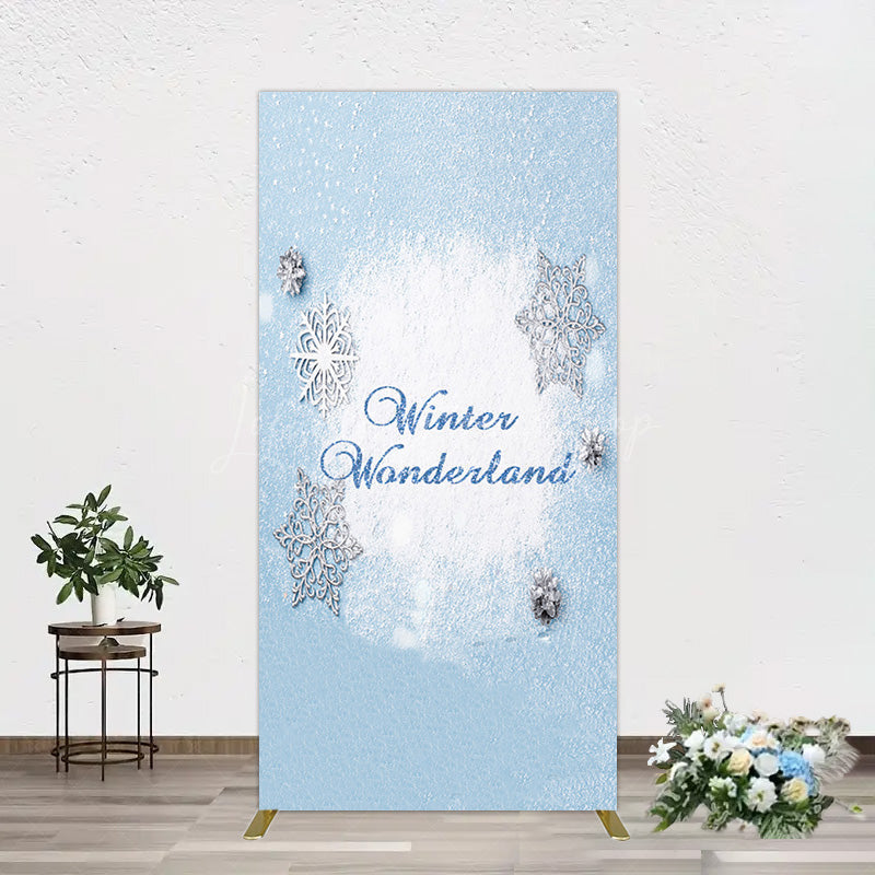 Lofaris Blue White Glitter Winter Wonderland Rectangle Backdrop