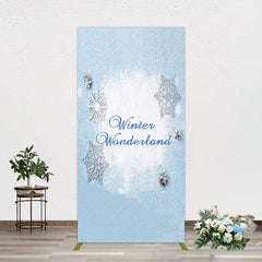 Lofaris Blue White Glitter Winter Wonderland Rectangle Backdrop