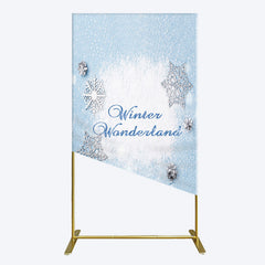 Lofaris Blue White Glitter Winter Wonderland Rectangle Backdrop