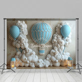 Lofaris Blue White Hot Air Balloon Birthday Photo Backdrop