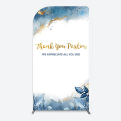 Lofaris Blue White Marbled Thank You Pastor Arch Backdrop