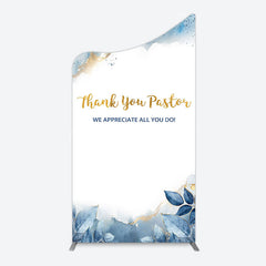 Lofaris Blue White Marbled Thank You Pastor Arch Backdrop